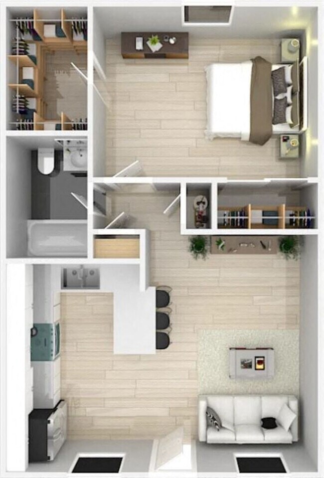 One Bedroom One Bath 2052-48 2052-48 floor plan